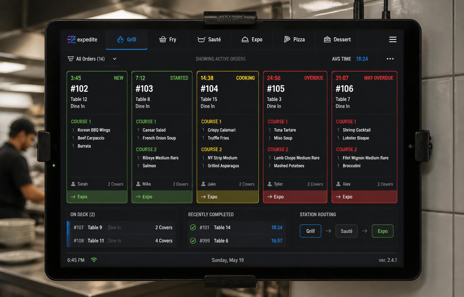 Eatoshi SaaS — Kitchen Display System on a tablet